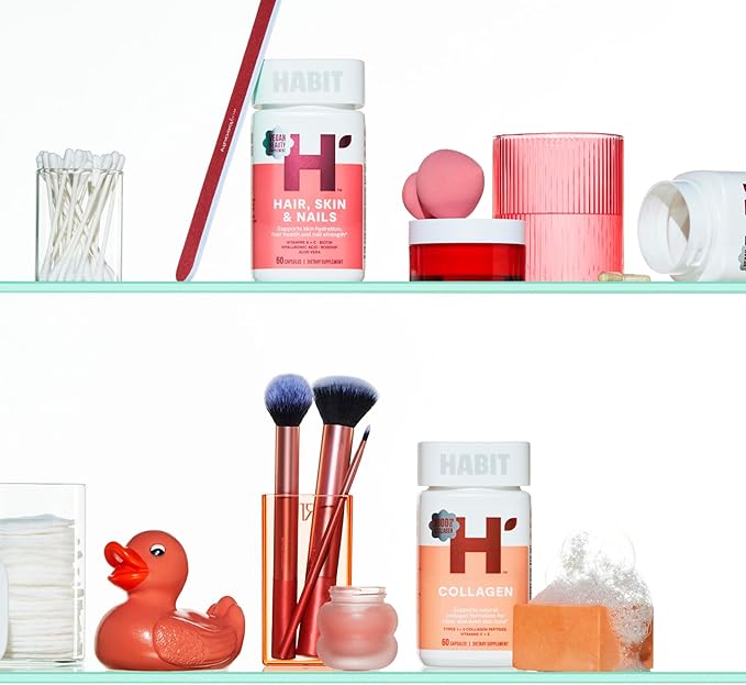 Habit Inner Beauty Bundle - Collagen (60 Capsules) + Hair Skin & Nails (60 Capsules), Supports Skin Hydration & Integrity, Hair & Nail Strength, Non GMO