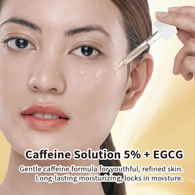 Caffeine Solution 5% + EGCG, Caffeine Eye Serum For Moisturizing, Targets Dark Circles & Puffiness, 2 PCS Natural Under Eye Serum For Facial Wrinkles & Fine Lines.