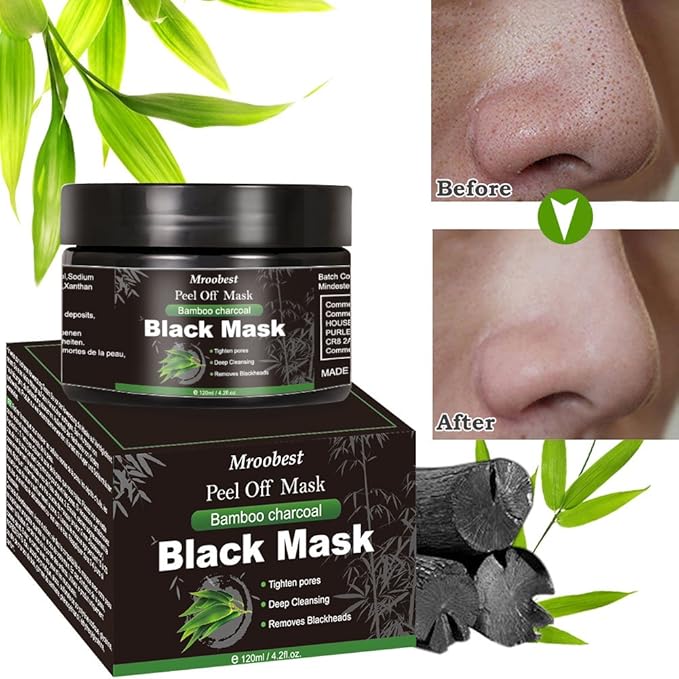 Peel Off Face Mask, Charcoal Peel Off Black Mask, Deep Cleansing Facial Mask, Facial Purifying and Clean Blackhead, for All Skin Types