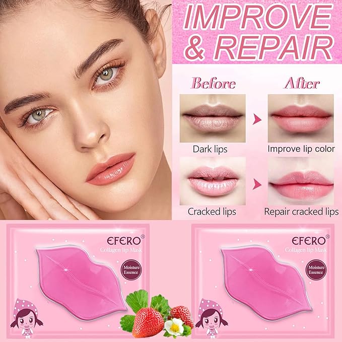 30 Pairs Lip Mask & Under Eye Mask, 24K Crystal Collagen Under Eye Patches for Puffy Eyes, Reducing Fine Lines & Dark Circle, Collagen Lip Mask Sheet Effectively Nourishes the Lip & Eye Skin