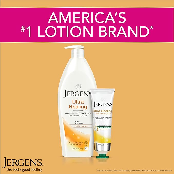 Jergens Ultra Healing Moisturizer for Dry Skin, Hand and Body Lotion, with Hydralucence Blend, Vitamins C, E and B5, 3 Oz, Pack of 8