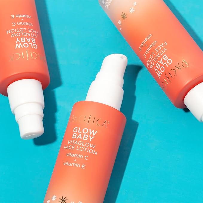 Pacifica Glow Baby Face Lotion & Eye Cream Set of 2 – Brightening Vitamin C Moisturizer + Depuffing Eye Cream with Caffeine & Hyaluronic Acid, Daily Hydration for Glowing Skin, 100% Vegan Clean Beauty