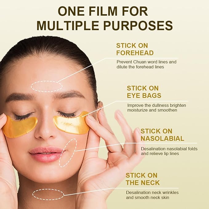 30 Pairs Lip Mask & Eye Mask, 24K Gold Gel Collagen Eye Pads for Puffy Eyes, Effectively Moisturizing the Lip & Eye Skin, Under Eye Patches for Dark Circles, Eye Bags, Wrinkles and Fine Lines