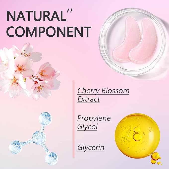 Under Eye Patches -30 Pairs Sakura Essence Eye Mask for Puffy Eyes,Reducing Dark Circles,Anti-Aging & Refreshing, Collagen Eye Mask for Moisturizing,Sakura Pink