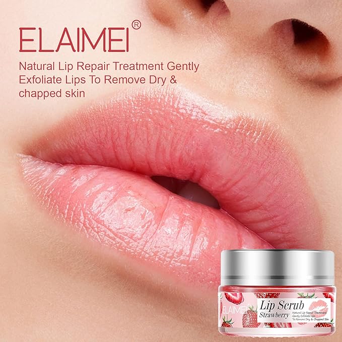 Lip Scrub, Exfoliator Moisturizer Lip Sugar Scrub Moisturizing Collagen Lip Balm Mask Night Sleep Lip Mask Effectively Moisturizes And Repairs Dry Lips Lip Treatment - Strawberry
