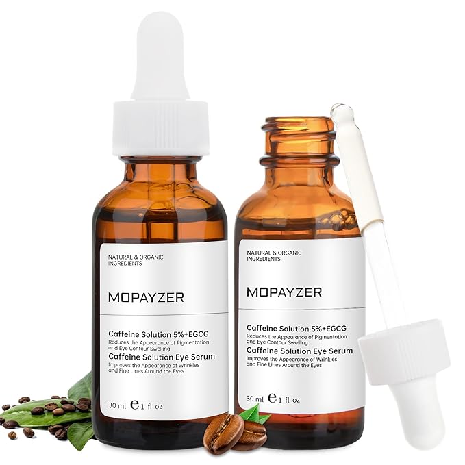 Caffeine Solution 5% + EGCG, Caffeine Eye Serum For Moisturizing, Targets Dark Circles & Puffiness, 2 PCS Natural Under Eye Serum For Facial Wrinkles & Fine Lines.