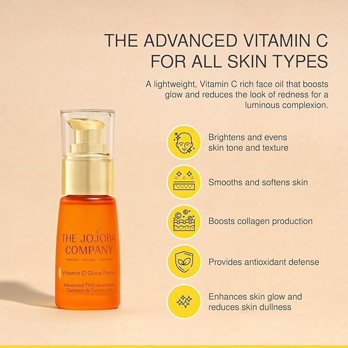 Vitamin C Facial Oil 30ml β Brightening Glow Elixir with THD Ascorbate, Turmeric & Tomato Oil β Antioxidant-Rich Skin Booster for Radiance, Even Tone & Smooth Texture