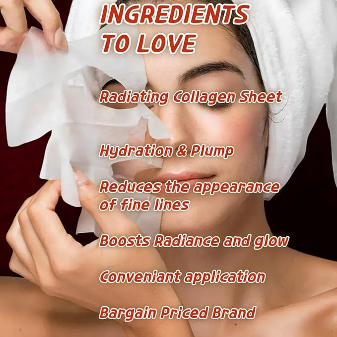 ELT Wellcero (1 Count 5pcs) Korean Face Masks, Brightening Mask, Vitamin C, Anti-Aging Wrinkle Fighting, Deep Collagen Mask, Korean Skin care (Collagen (1 count 5pcs))