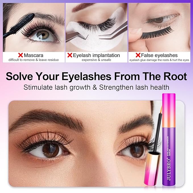 Eyelash Growth Serum(3ML), Eyelash Extension Serum with Natural Ingredients for Eyelash and Eyebrow, Eyelash Growth Serum to Grow Lashes Thicker, Healthier and Stronger