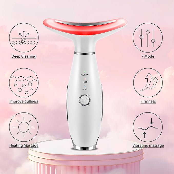 7-in-1 Red-Light-Therapy-for-Face and Neck, Face Neck Massager for Daily Skin Care Routine