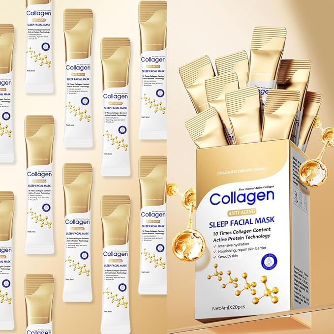 10X Collagen Anti-Aging Sleep Mask โ Active Protein Technology โ Intensive Hydration, Reduces Sagging & Dullness, Skin Care, Smooth & Whitilight, Cruelty-free (20PCS-Sleep Facial Mask)