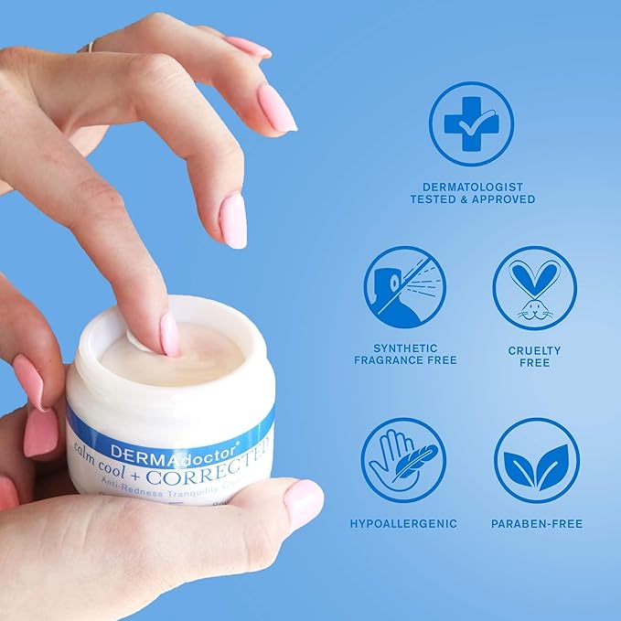 DERMAdoctor Calm Cool + Corrected Anti-Redness Cream & Bakuchiol Retinol Alternative Serum Bundle for Sensitive Skin