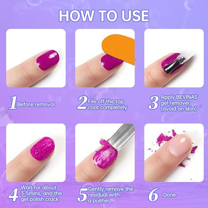 2PCS 20ml Gel Polish Remover Kit - Gel Nail Polish Remover Set - Nail Latex Tape - Gel Remover