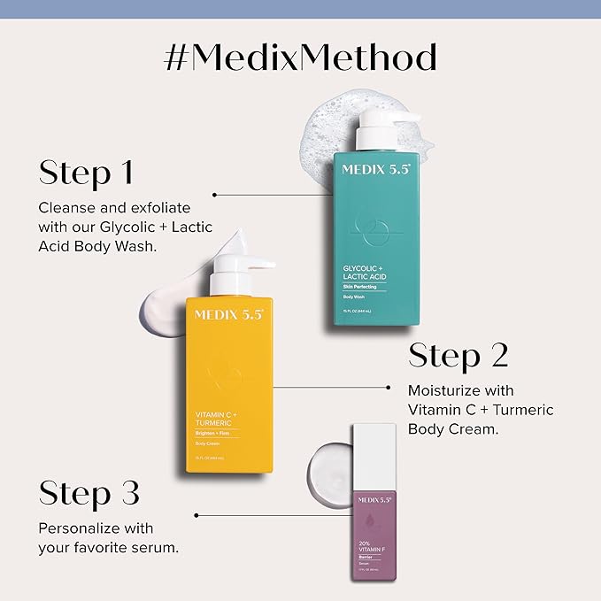 Medix 5.5 Vitamin C Cream Brightening Body Lotion & Face Moisturizer | Anti Aging Vitamin C Lotion For Women & Men Helps Soften The Look Of Dark Spots, Wrinkles, & Uneven Looking Skin Tone, 2-Pack