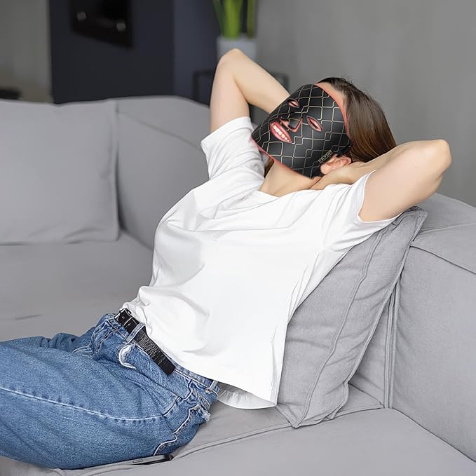 VEVOR Red Light Face Mask, LED Face Mask with 3 Wavelengths and 3 Intensity Levels, Soft Silicone Facial Skin Care Device for Skin Health, Anti Aging Wrinkles, Portable for Travel and Home Use