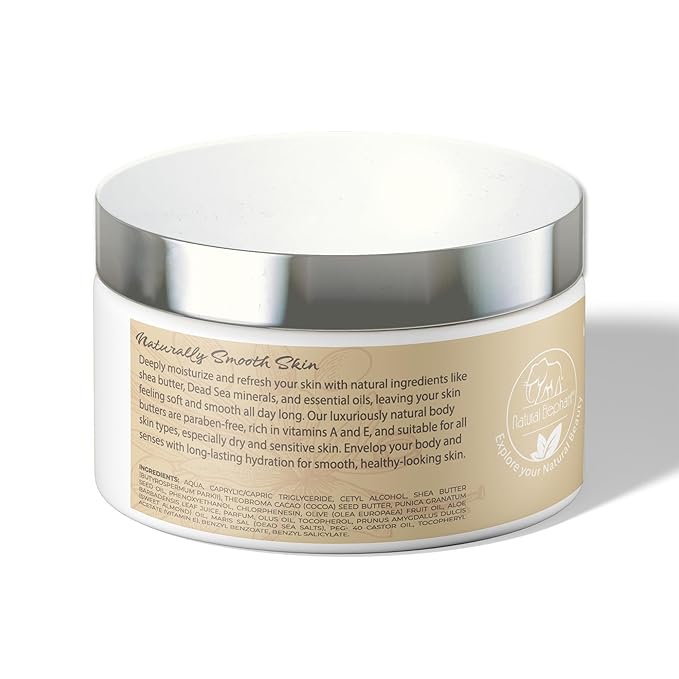 Natural Elephant Body Butter with Shea Butter, Dead Sea Minerals & Vitamin E - Luxurious Moisturizer, Hydrating Cream, Cruelty-Free, Paraben-Free, 9 oz (Vanilla)