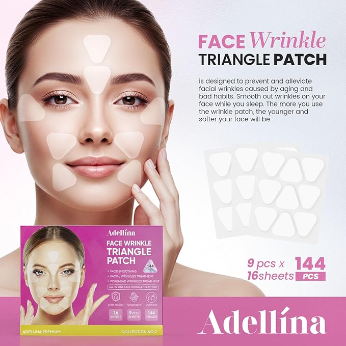 Anti Wrinkle Forehead and Facial Wrinkle Patches: Anti Wrinkle Patches Overnight - Smile Line Pathces - Facial Wrinkle Patche for Forehead, Smile Line, Under Eye 144 Pcs (Purple1)