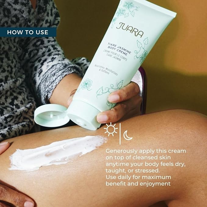 Juara - Tiare Jasmine Body Creme | Moisturizing Lotion | Dry Skin Hydration | Skin, Hands and Feet Cream | Soothing Skincare Balm | Cruelty Free, Paraben, Sulfate Free, Vegetarian | 8 oz