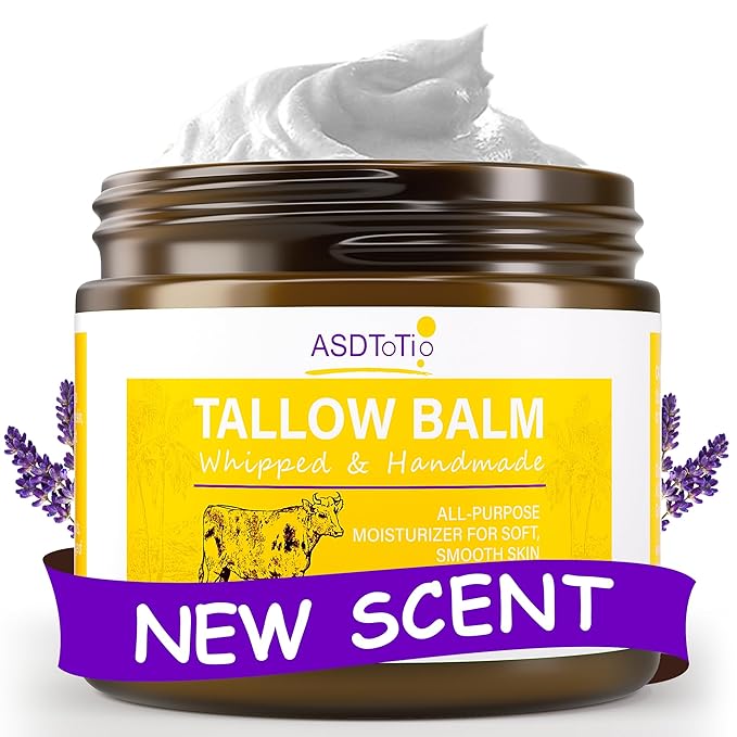 Handmade Whipped Tallow Balm for Skin Care- All Natural Grass Fed Beef Tallow All Purpose Balm,Face and Body Moisturizing Cream, Tallow Balm For Dry Skin- 2 oz