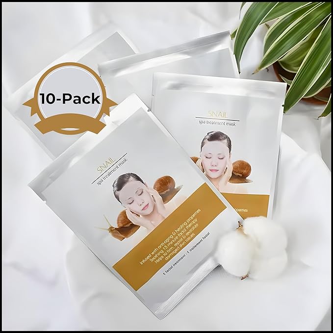 Snail Mucin Facial Sheet Mask | Korean Skincare Detox Mask |After Sun Care and Glowing Glass Skin | Hydrating Sheet Mask for Spa Day Self-Care | Anti-Aging Skin Renewal