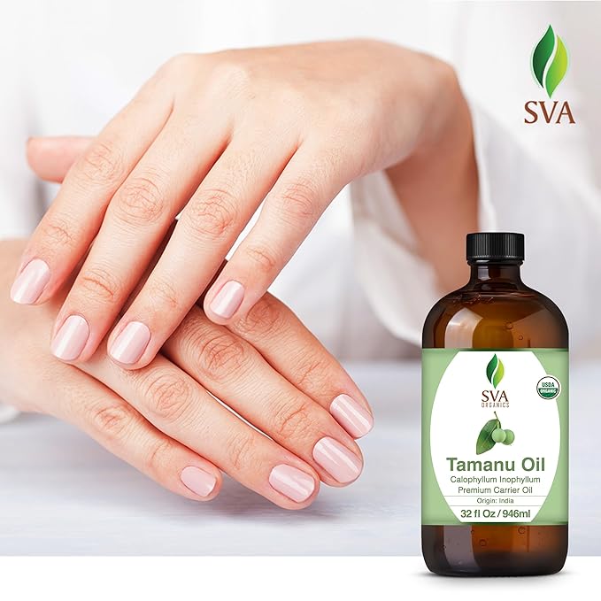SVA Tamanu Seed Oil Organic - 32 Fl Oz – 100% Natural Cold Pressed Tamanu Oil - for Face, Skin Care, Hair Care, Scalp Massage & Body Massage – Carrier Oil