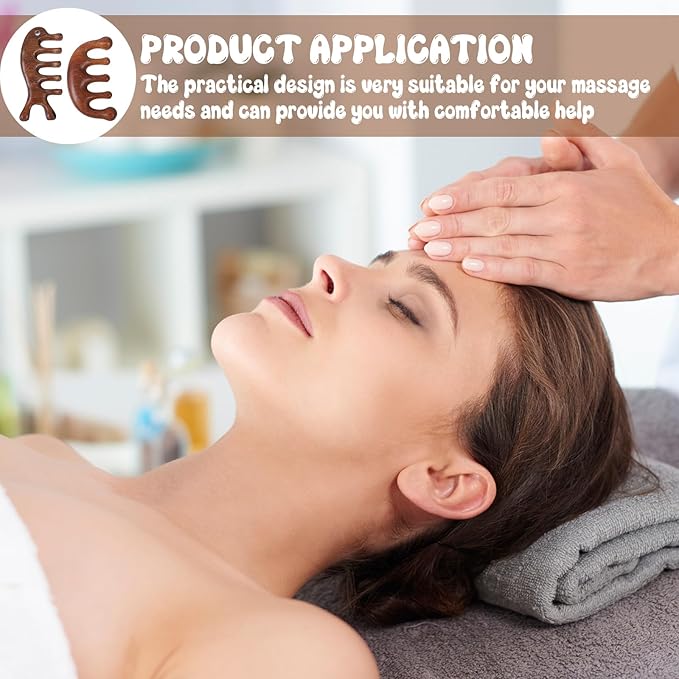 2pcs Wooden Scalp Massager Comb, Scalp Comb Tool for Dandruff Removal Head Neck Shoulders Hands Arms - Muscle Pressure Release Massage Brush