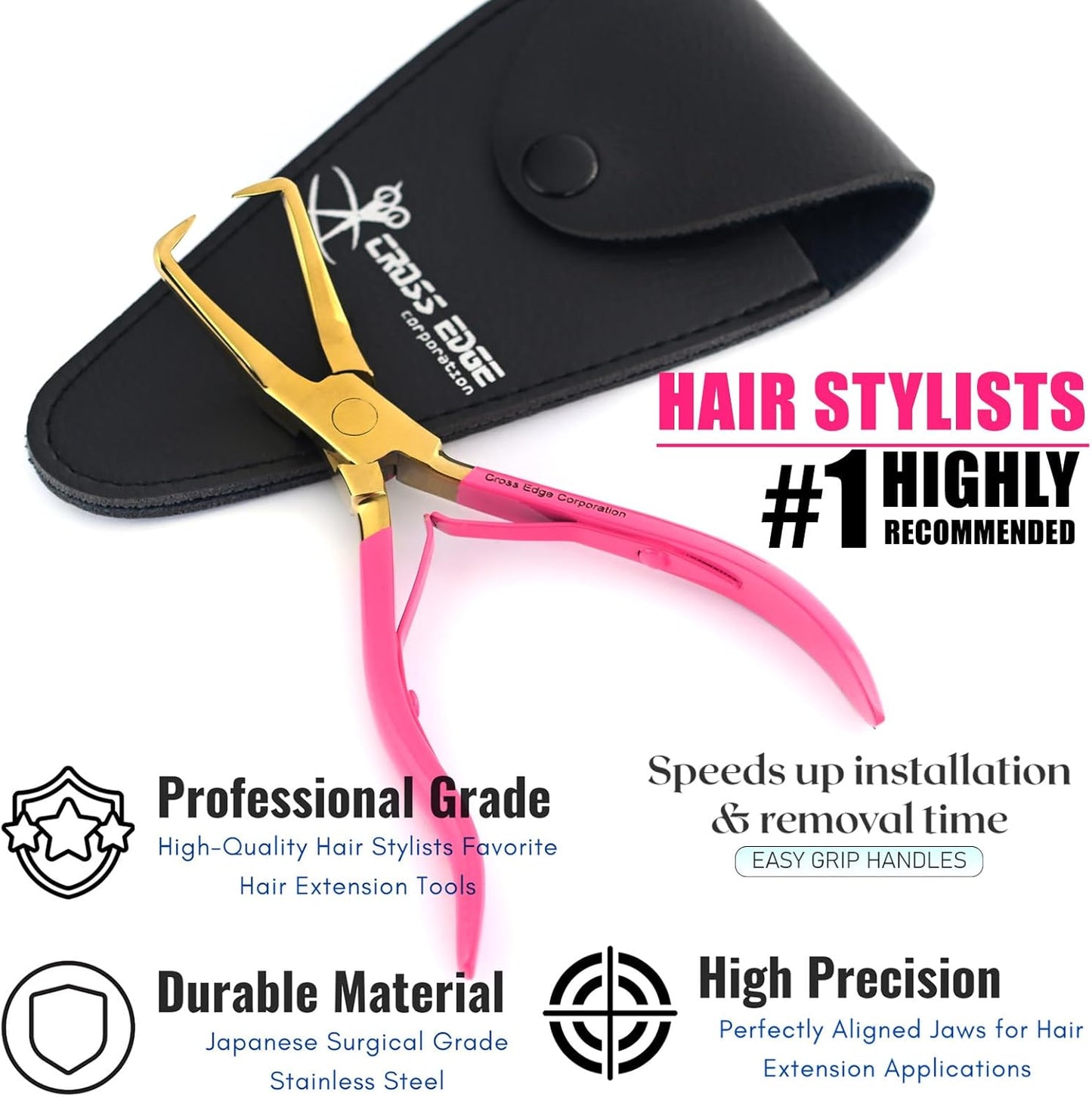 Hair Extension Pliers Compact Micro Beads & Tape in Hair Extension Remover Plier 5.5 Inch Stainless Steel microlink Beads Human Hair Extensions Tools (Gold)