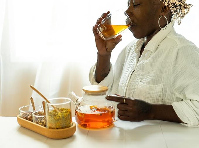 JusTea PEPPERMINT DETOX | Loose Leaf Herbal Tea | Tin with Hand Carved Tea Spoon | 40+ Cups (1.6oz) | Caffeine Free | Award-Winning | Fair Trade | Non-GMO