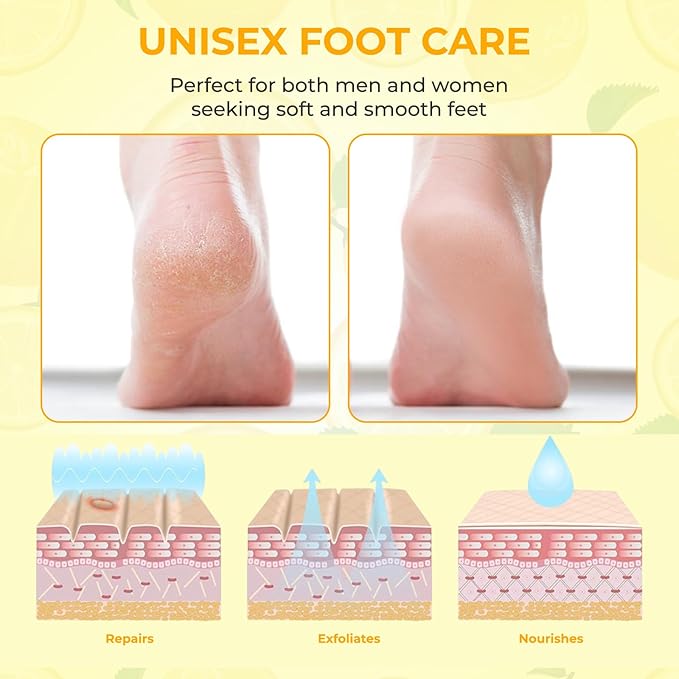Happy Feet Foot Peel Mask, Original Exfoliate Foot Mask, Callus Remover for Rough Cracked Dry Feet Dead Skin, Lemon 03 Packs