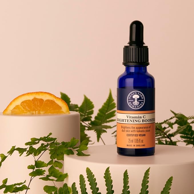 Neal's Yard Vitamin C Brightening Booster for Face with Kakadu Plum, Hydrating Hyaluronic Acid, Illuminates & Helps Even Skin Tone, Cruelty Free, 25mL