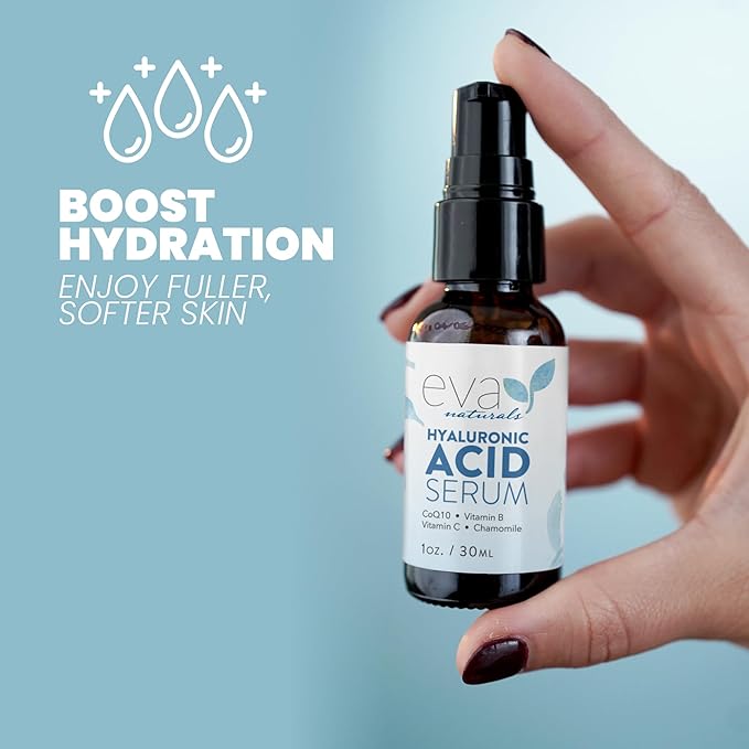 Eva Naturals Hydrate and Brighten Skincare Bundle - Includes Hyaluronic Acid Serum and 20% Vitamin C Serum - Restores Lost Moisture, Plumps Skin while Toning and Smoothing the Complexion