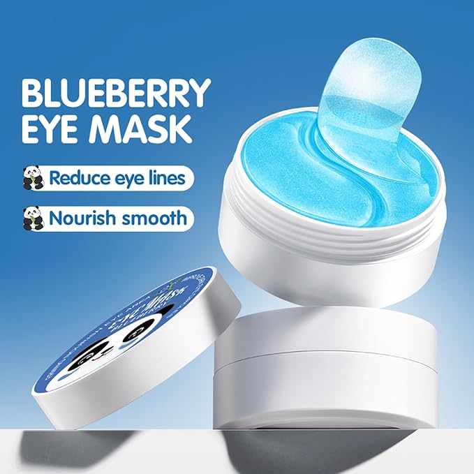 Under Eye Patches for Dark Circles, Puffy Eyes & Wrinkles - 60 Pairs Hydrating Eye Mask with Hyaluronic Acid, Blueberry Extract - Vegan, Cruelty-Free