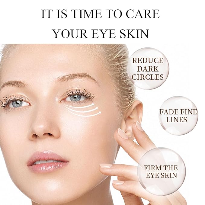 Collagen Eye Cream Anti Aging, Eye Cream with Roller for Dark Circles and Puffiness, Reduce Fine Line, Tightening Lifting Sagging Skin Around Eyes, Hydration Nourishes Dry Skin