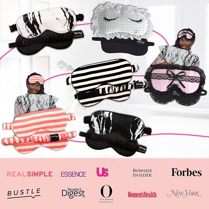 Celestial Silk Mulberry Silk Sleep Eye Mask with Adjustable Elastic Strap (Normal - Adjustable, Black Marble)