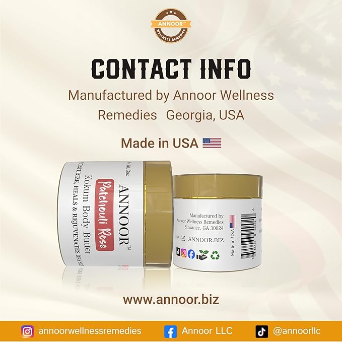 Kokum Patchouli Rose Body Butter Cream | 3 Oz | Enriched with Rose Hydrosol, Kokum Butter, Shea Butter, Almond Oil, Ginger, Vitamin E, and Vitamin B5 | Deeply Hydrating and Softening Cream