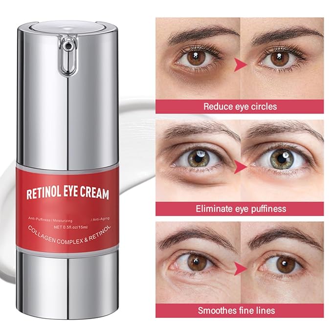 Retinol Eye Cream for Dark Cir-cles - Eye Cream Anti Aging - Hydrating eye Care Products - Eye Serum - Anti-Wrinkle Eye cream for Puffiness and Bags - Nourishing Skincare for Girls 10-12