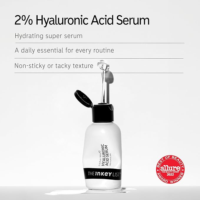 The INKEY List 2% Hyaluronic Acid Face Serum 2 FL/60ml, Hydrating Skincare, Combats Dry Skin, Vegan Friendly, Suitable For All Skin Types