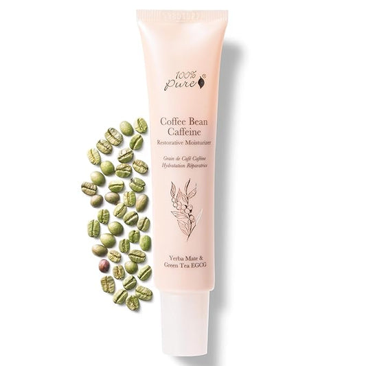 100% PURE Coffee Bean Caffeine Face Cream Glowing Skin Care Anti Aging Youthful Boost Caffeinated Facial Moisturizer with Hyaluronic Acid & Niacinamide for Women & Men - 1.7 fl oz