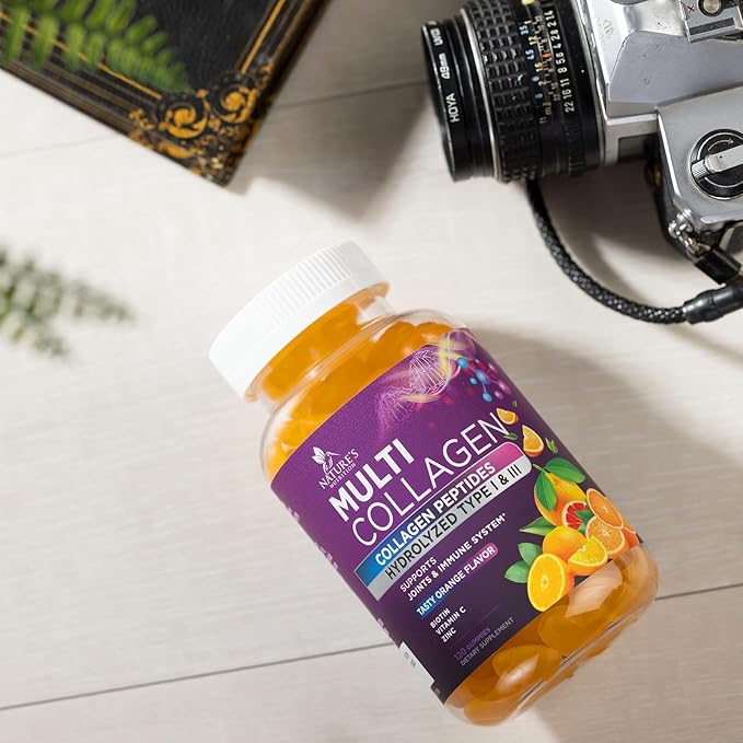 Collagen Gummies for Women with Vitamin C, Zinc & Biotin - Hydrolyzed Protein Type 1 & 3 Multi Collagen Peptides Supplement - Support for Hair, Skin, Nails & Joints, Gluten Free Complex - 120 Gummies