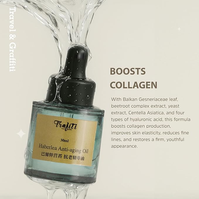 Haberlea Oil โ Natural Anti-Aging Moisturizer for Dry Skin, Fine Lines & Wrinkles, Lightweight Face Oil for Hair & Body โ All Skin Types โ Made in Taiwan โ 25ml / 0.85 fl oz