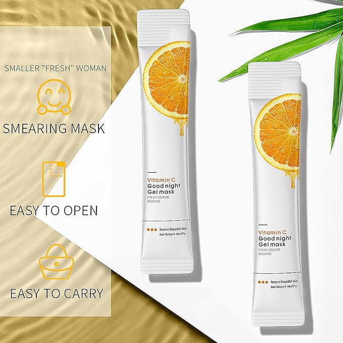 40 Packs Vitamin C Firming Sleeping Mask, Wash-Free Anti Aging Moisturizing Face Mask, Smooth & Tight Skin, Easy to Carry, Individual Packaging