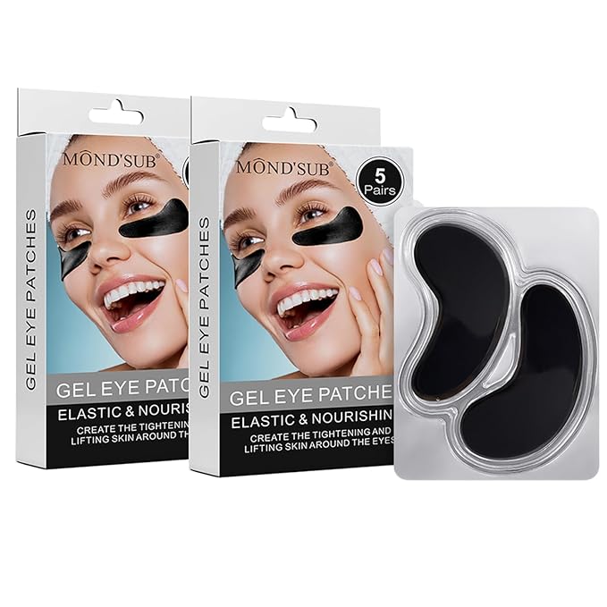 MOND'SUB Premium Under Eye Patches, Gel Eye Patches Hydrating & Refresh for Puffy Eyes, Under Eye Bags & Dark Circles, Natural Collagen Eye Gels Pads, Crystal Anti-Aging Eye Mask (Black)