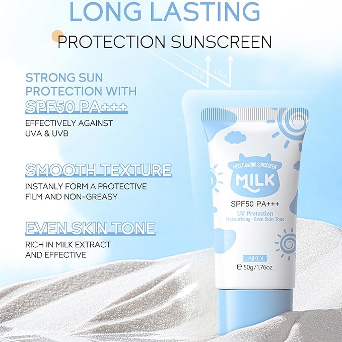 Milk Skin Care Kit, 8Pcs Moisturizing Face Care Set, Deep Clean, Nourish Skin, Facial Skin Care Sets with Cleanser, Exfoliating Scrub, Hand Wax, Eye Cream, Moisturizing Cream, Sunscreen