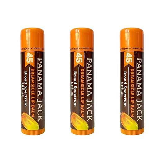 Panama Jack Sunscreen Lip Balm - SPF 45, Broad Spectrum UVA-UVB Sunscreen Protection, Prevents & Soothes Dry, Chapped Lips, Dreamsicle, Pack of 3