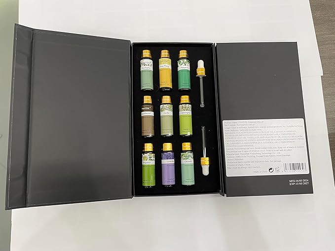9PCS Essential Oils Gift Set, 10ml/0.33fl.oz Scented Oils for Soap, Candle Making, Premium Quality Essential Oils for Diffuser, Humidifier, Massage