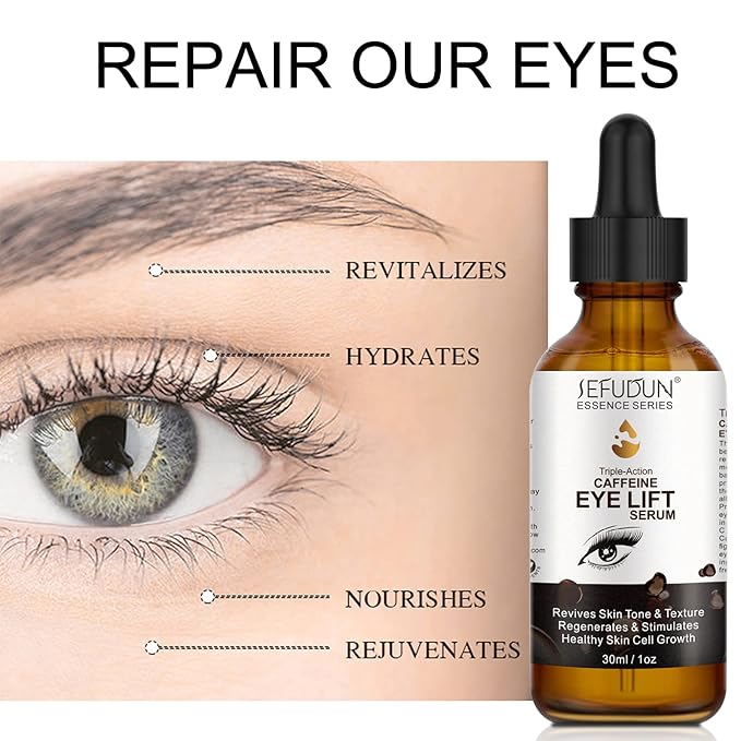 Caffeine Eye Serum + EGCG, Eye Serum for Dark Circles and Puffiness, Under Eye Serum Reduces Puffiness, Dark Circles, Under Eye Bags, Wrinkles and Fine Lines Around The Eyes, Under Eye Serum 30ml