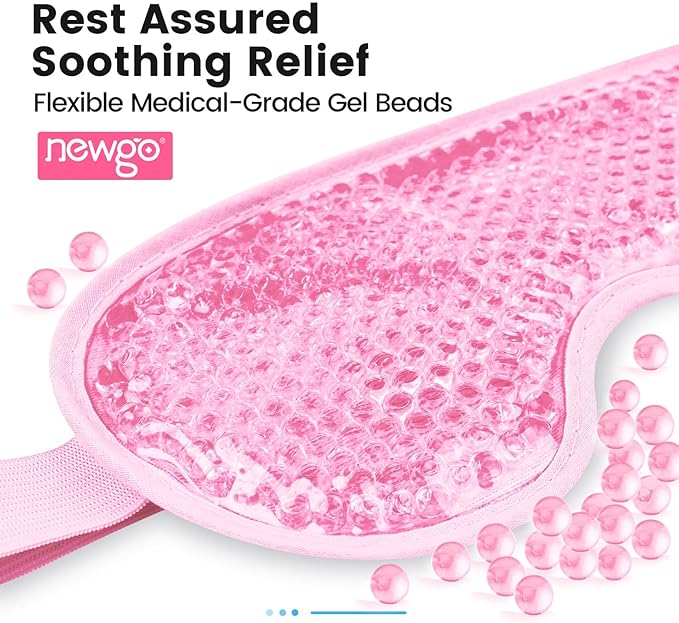 NEWGO Bundle of Cooling Eye Mask Gel and Cold Eye Mask for Puffy Eyes
