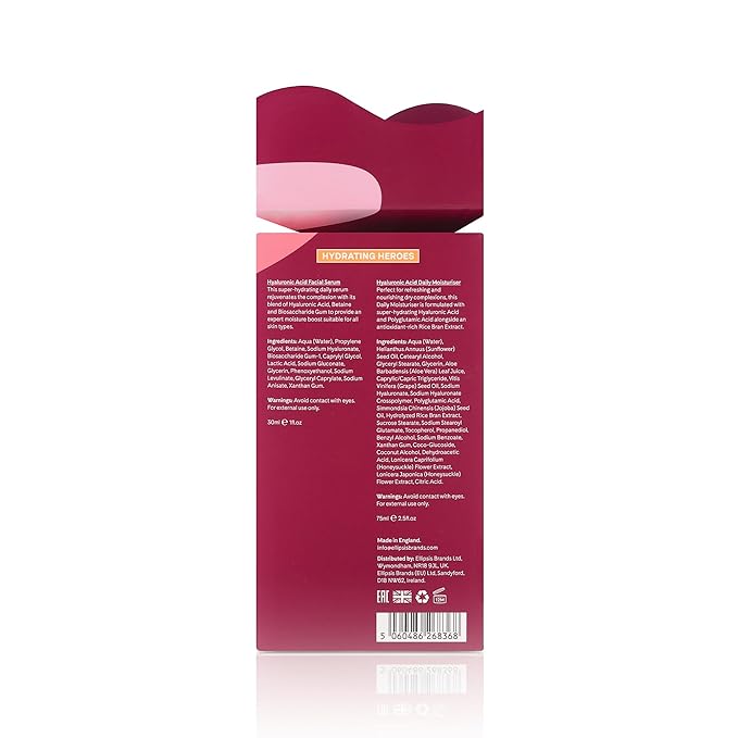 Hydrating Heroes Skincare Gift Set โ A Giftset with Hyaluronic Acid Facial Serum 30ml, Daily Moisturiser 75ml for Dry, Dehydrated Skin, Vegan, Cruelty-Free, for Soft, Supple Complexion