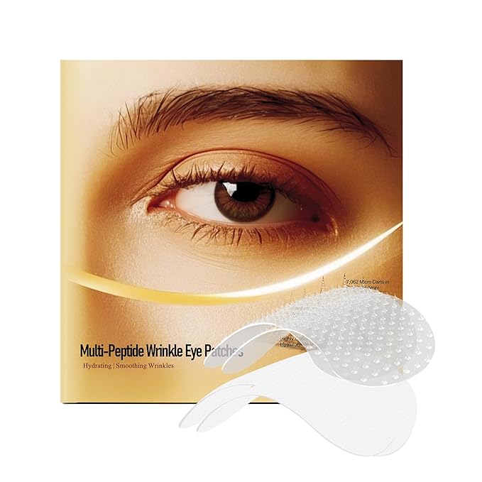YDN Multi-Peptide Wrinkle Eye Patches - 7,062 Soluble Micro Darts in Preeision Array | Multi-Peptide & Hyaluronic Acid Under Eye Patches for Reduce Wrinkles & Fine Lines and Hydrating (2 pairs)