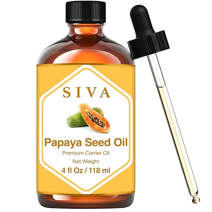 SIVA Papaya Seed Oil 4oz (118ml) Premium Cold-Pressed Carrier Oil With Dropper For Face, Skin Care, Body Massage, Hair Care, Hair Oiling & Scalp Massage